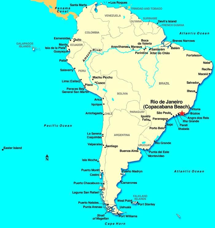 Río de Janeiro mapa de américa do sur