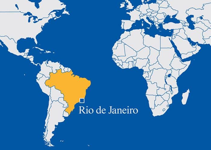 mapa do mundo mostrando Río de Janeiro
