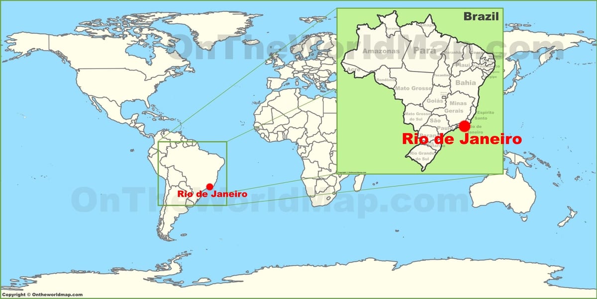 mapa do mundo de Río de Xaneiro, brasil
