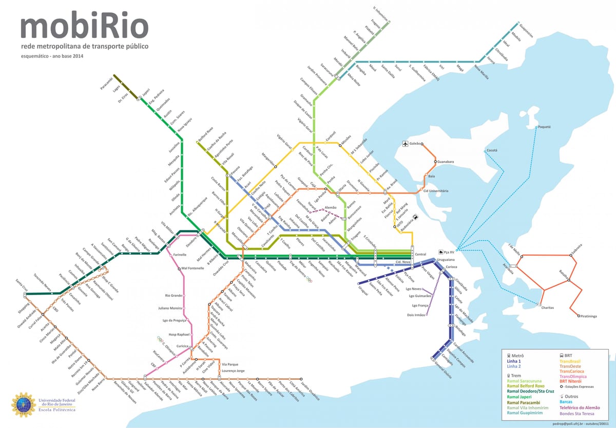 Río autobús mapa