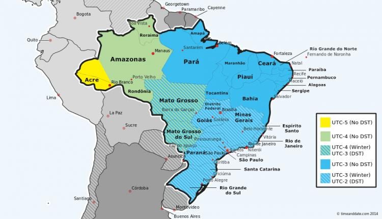 Río zona horaria mapa