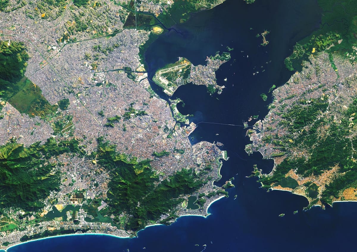 mapa de satélite do Río de Xaneiro