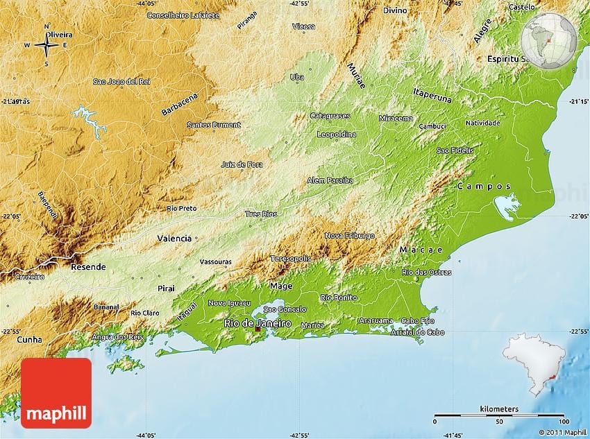 mapa topográfico de Río 