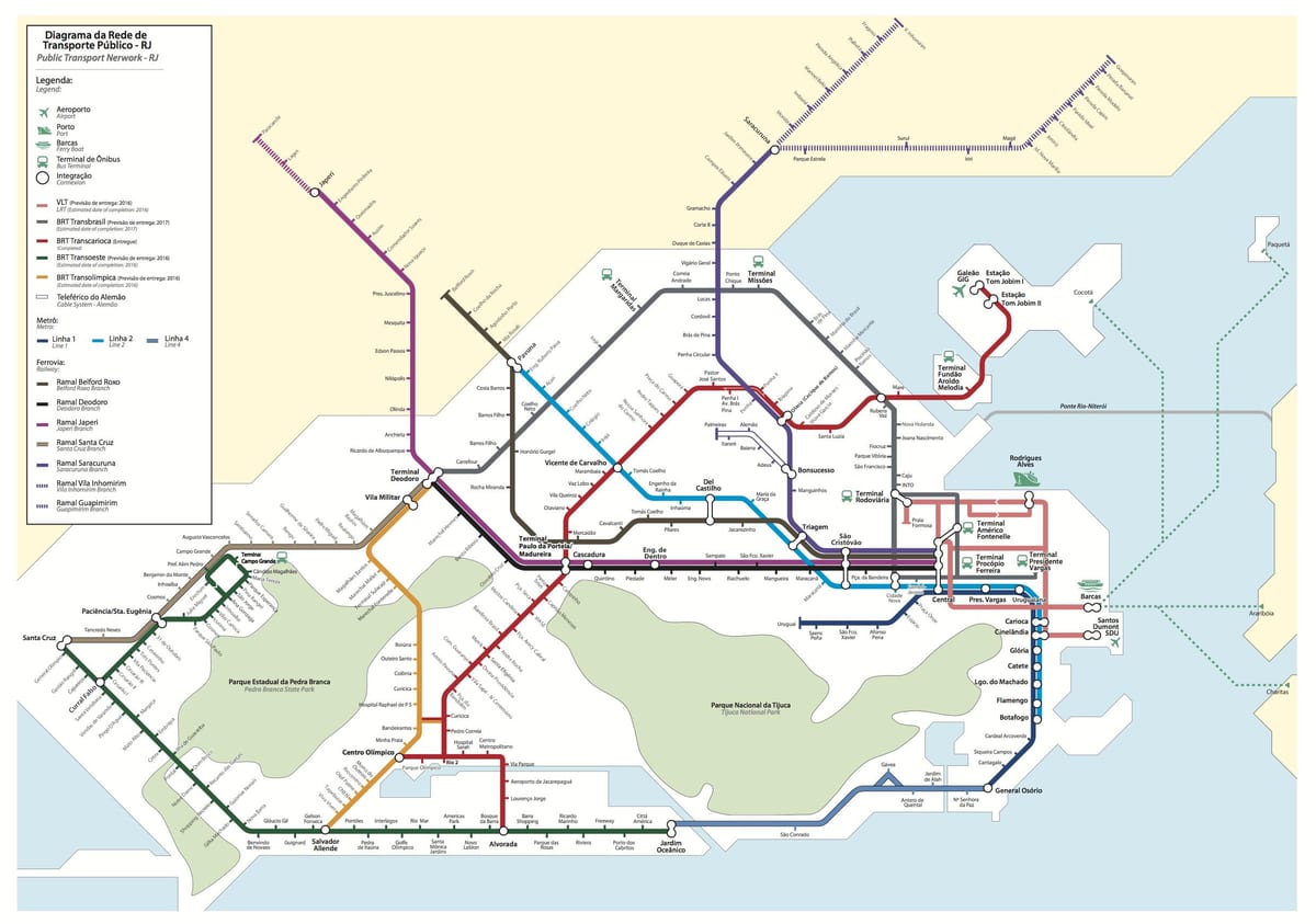Río de transporte mapa