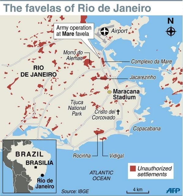 favela de Rio de Janeiro mapa