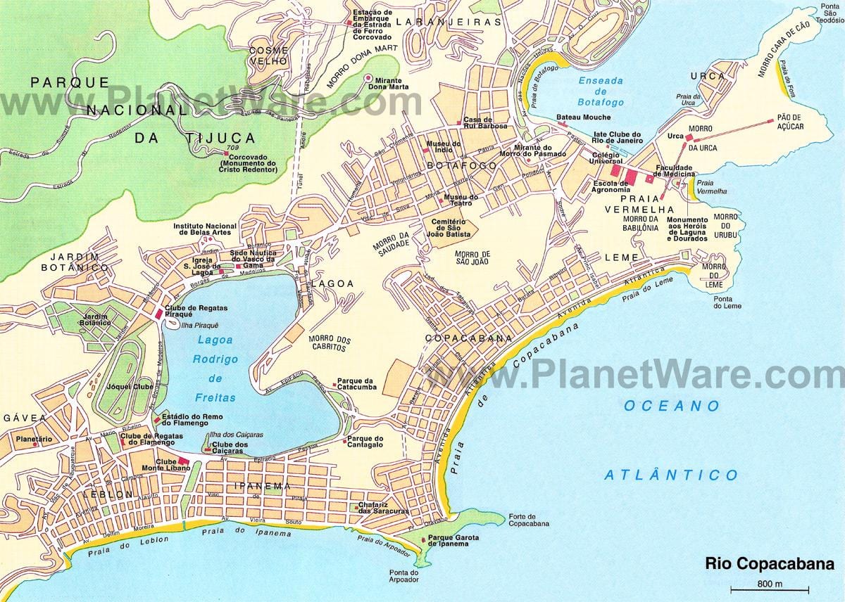 mapa de praias en Río de Janeiro