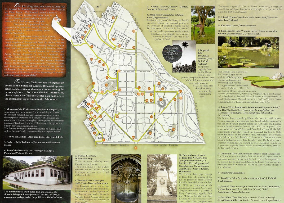 mapa do xardín botánico do Río de Xaneiro 